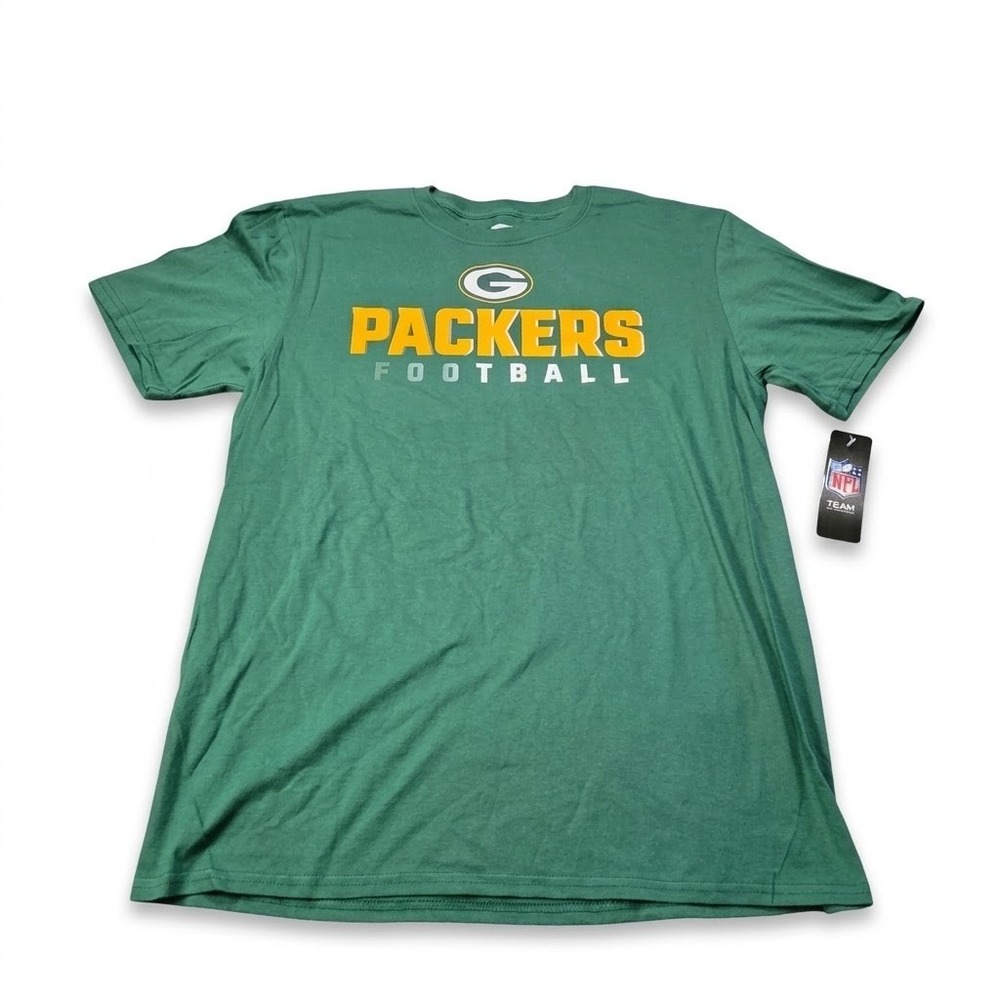 NWT NFL Team Apparel Green Bay Packers T-Shirt Mens Large Green Yellow Logo Tee